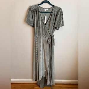 Baltic Born Sage Green Velvet Wrap Maxi Dress with Flutter Sleeves